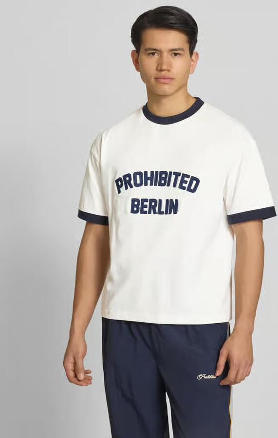 PROHIBITED T-shirt met labelstitching model 'Rush' - Foto 3
