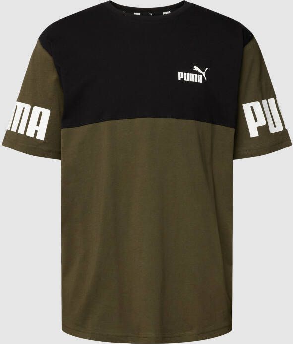 PUMA PERFORMANCE T-shirt met labeldetail model 'Power Colorblock Tee'