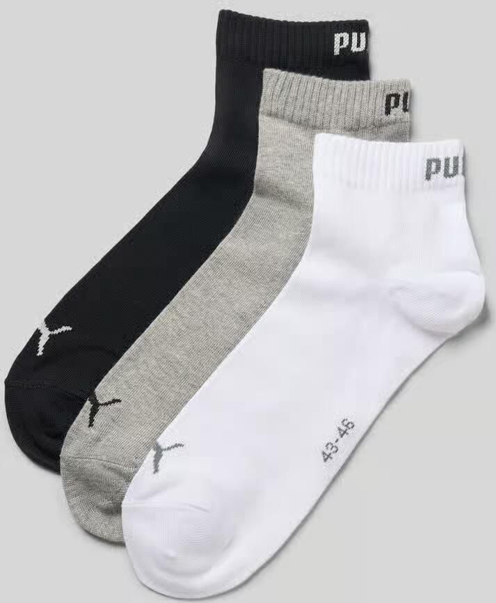 PUMA Korte sokken Ade d ribboorden zachte katoenmix (3 paar) - Foto 3