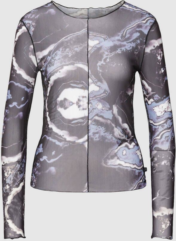 QS by s.Oliver Shirt met lange mouwen in semi-transparant design model 'Marmor'