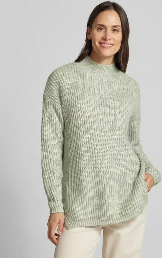 QS Gebreide pullover met opstaande kraag en wol - Foto 2