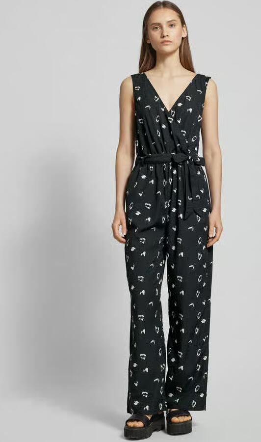 Q S by s.Oliver jumpsuit met all over print zwart ecru - Foto 2