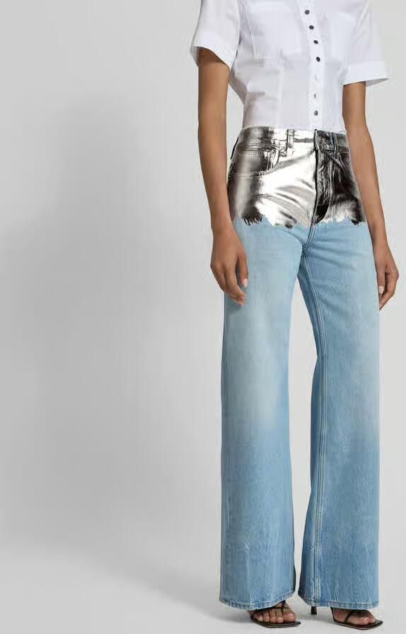 Rabanne Jeans met siergarnering in metallic - Foto 3