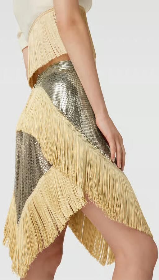 Rabanne Knie-lange rok in metallic