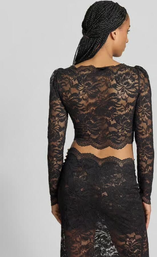 Rabanne Kort blouse met lange mouwen van kant