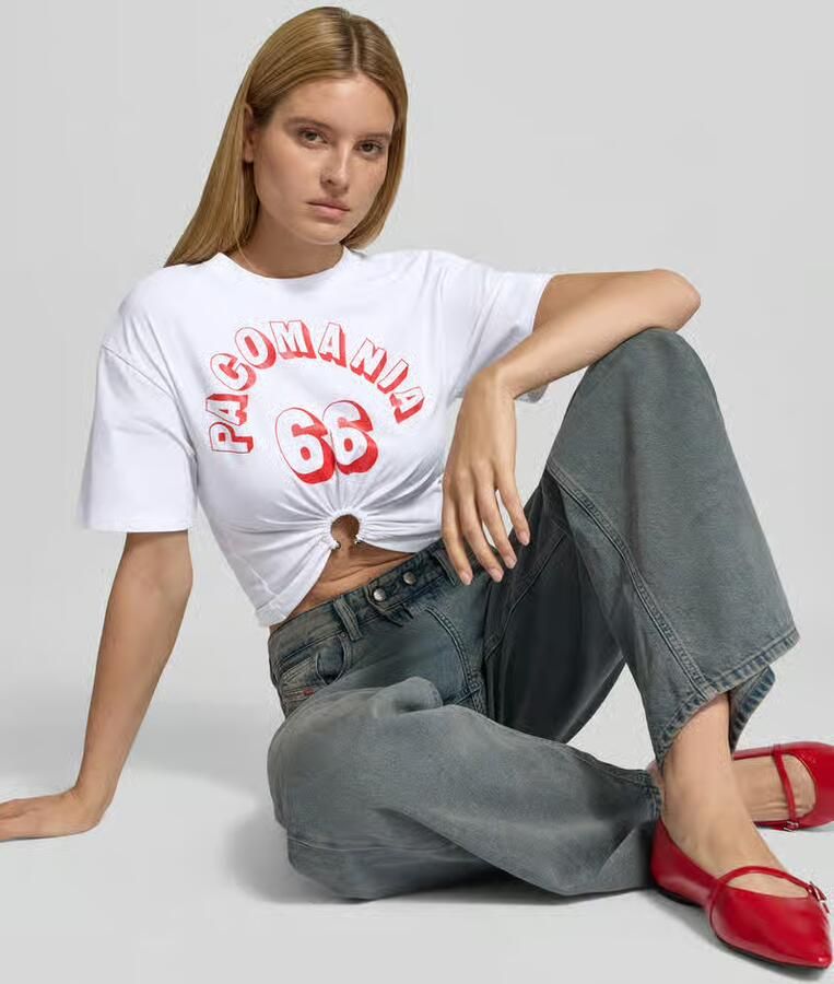 Rabanne Kort T-shirt met Sierdetail