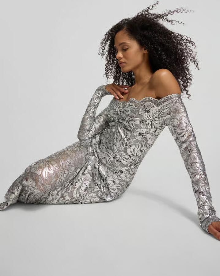 Rabanne Off shoulder-jurk van kant