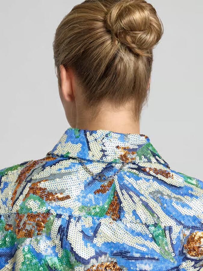 Rabanne overhemdblouse met all-over pailletten