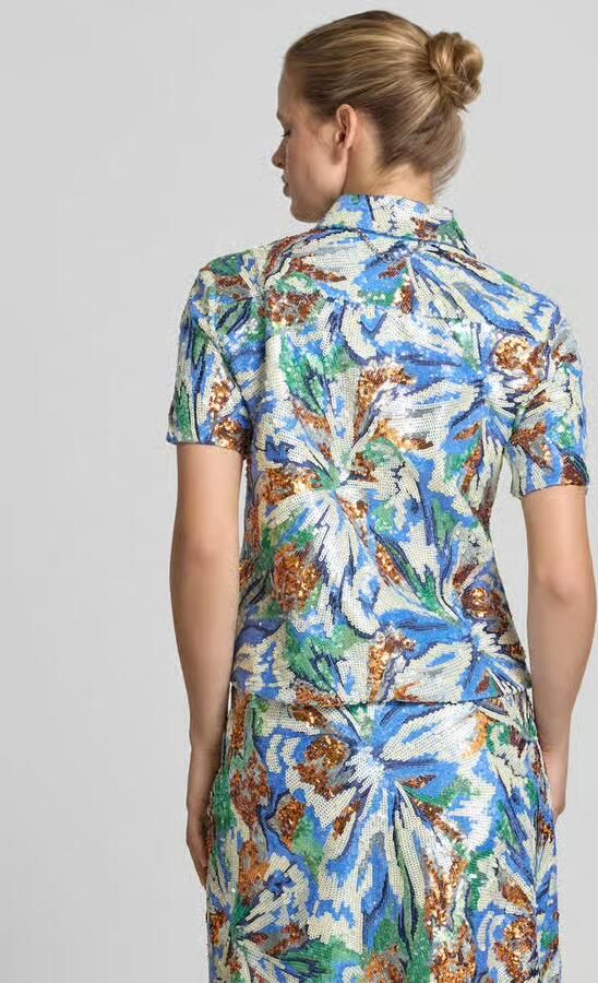 Rabanne overhemdblouse met all-over pailletten - Foto 3