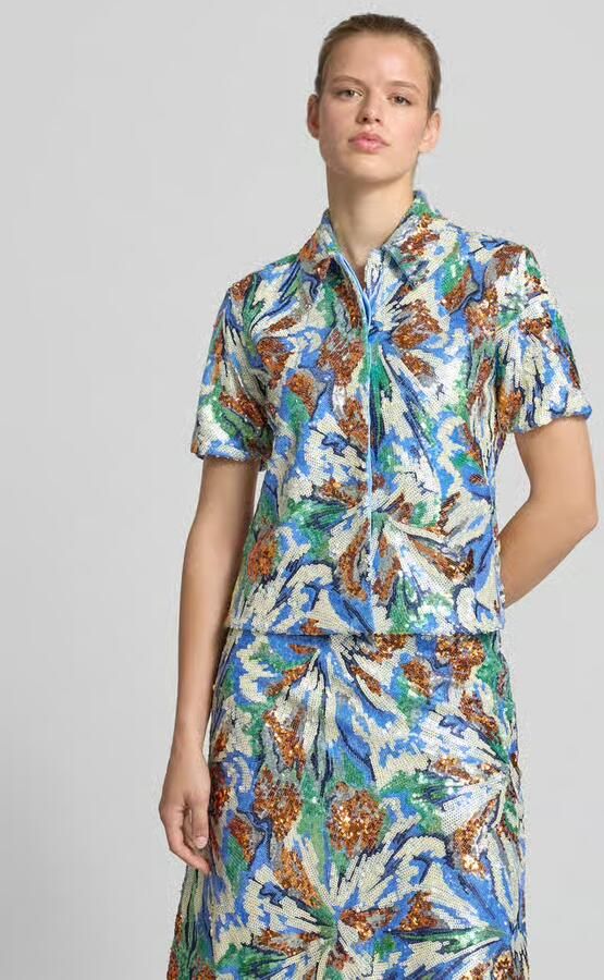 Rabanne overhemdblouse met all-over pailletten - Foto 2