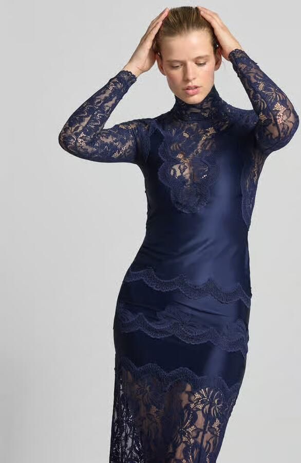 Rabanne slim fit blouse met kant - Foto 3