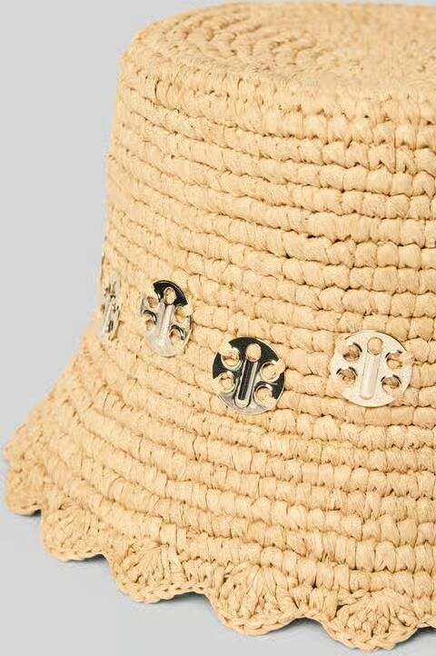 Rabanne Strohoed met labeldetails - Foto 2