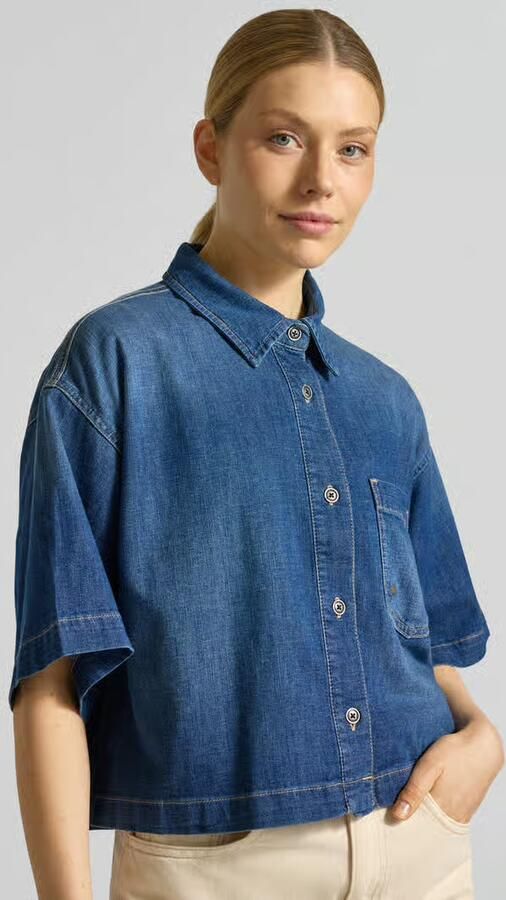 RAFFAELLO ROSSI boxy fit jeansblouse met borstzak model 'ZURI'
