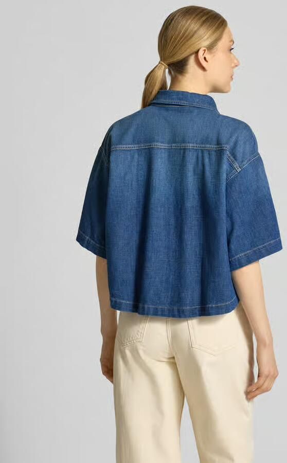 RAFFAELLO ROSSI boxy fit jeansblouse met borstzak model 'ZURI'