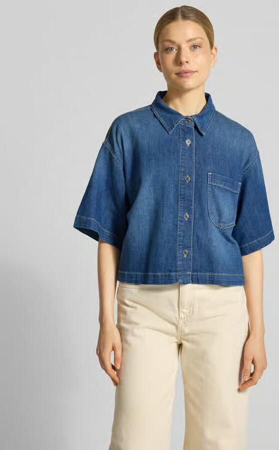 RAFFAELLO ROSSI boxy fit jeansblouse met borstzak model 'ZURI' - Foto 3