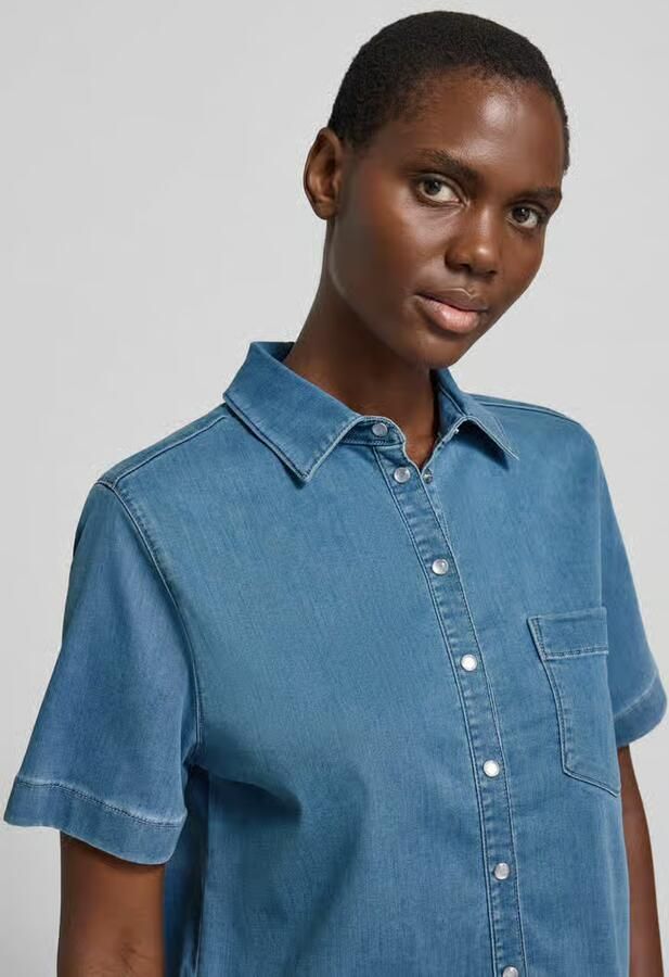 RAFFAELLO ROSSI jeansblouse met borstzak model 'GIULETTE'
