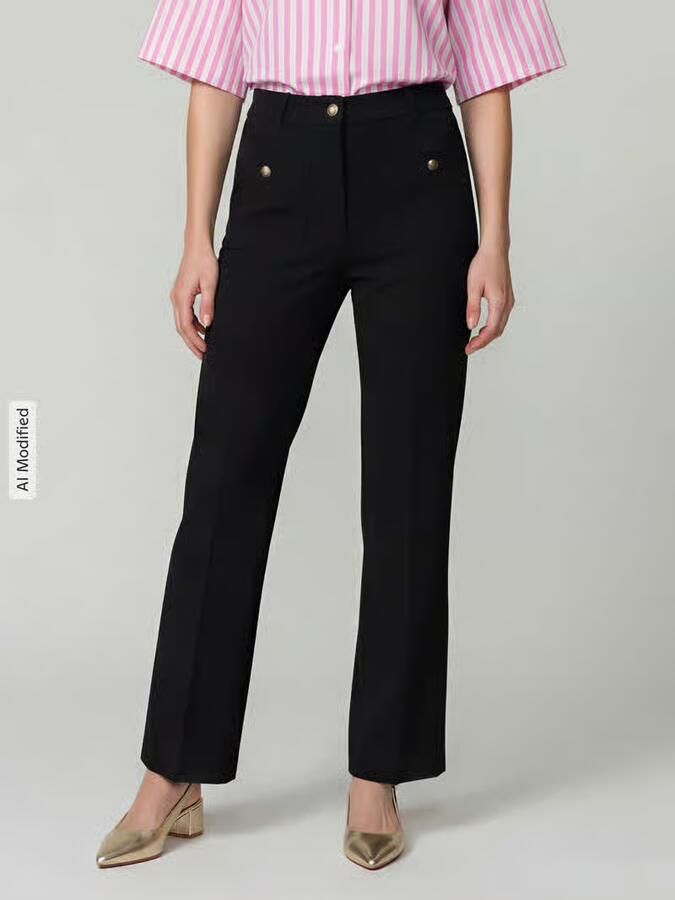 RAFFAELLO ROSSI Regular fit barrel leg broek van viscosemix model 'Miley Buttons' - Foto 3