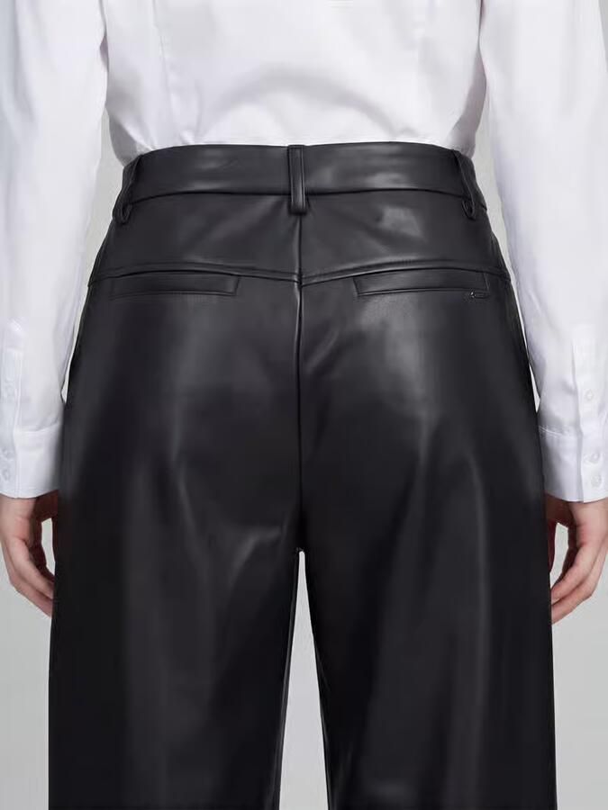 RAFFAELLO ROSSI Regular fit leer- kunstleren broek met labeldetail model 'PHIBI'