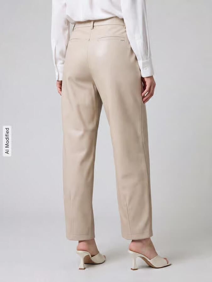 RAFFAELLO ROSSI Regular fit leer- kunstleren broek met labeldetail model 'PHIBI' - Foto 2