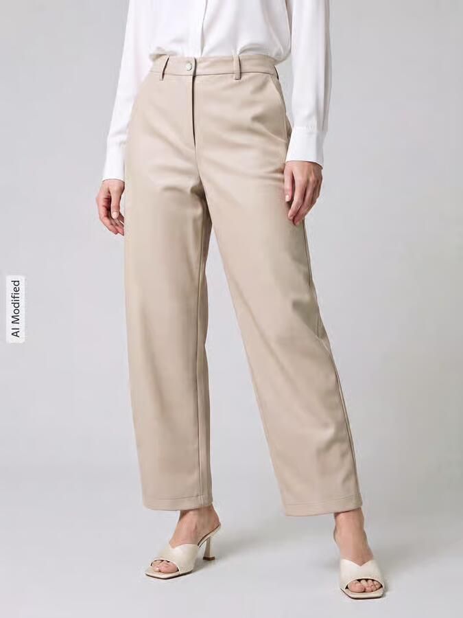 RAFFAELLO ROSSI Regular fit leer- kunstleren broek met labeldetail model 'PHIBI' - Foto 3