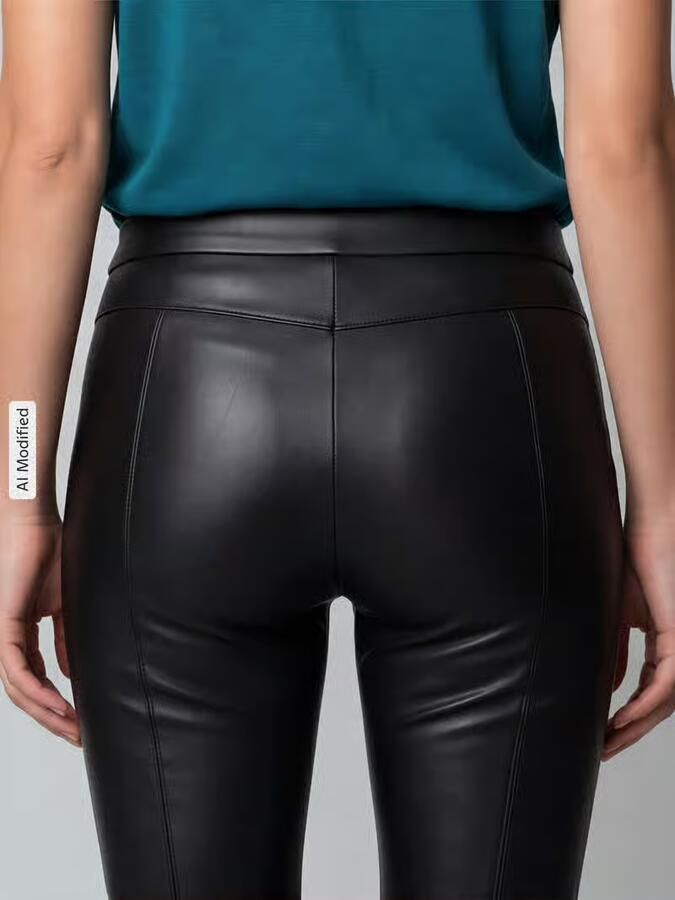 RAFFAELLO ROSSI Slim fit kunstleren broek van viscosemix model 'RESA'