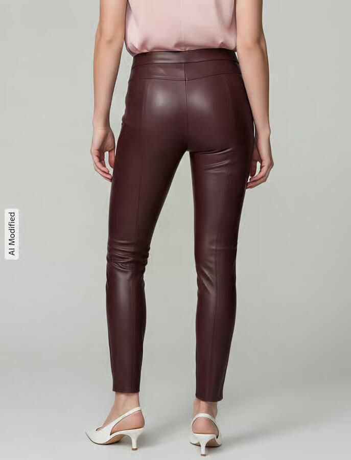 RAFFAELLO ROSSI Slim fit kunstleren broek van viscosemix model 'RESA' - Foto 2