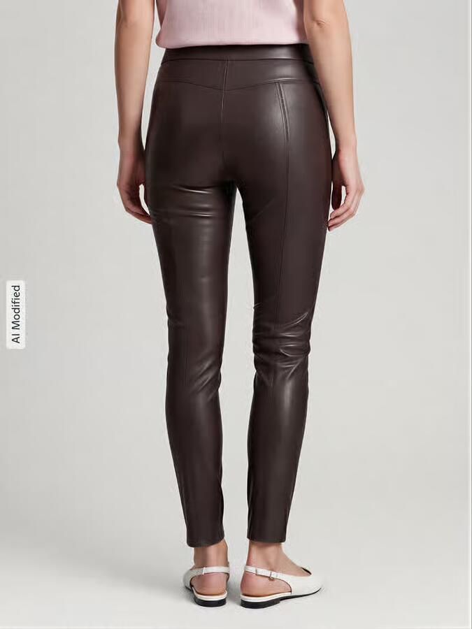 RAFFAELLO ROSSI Slim fit kunstleren broek van viscosemix model 'RESA' - Foto 2