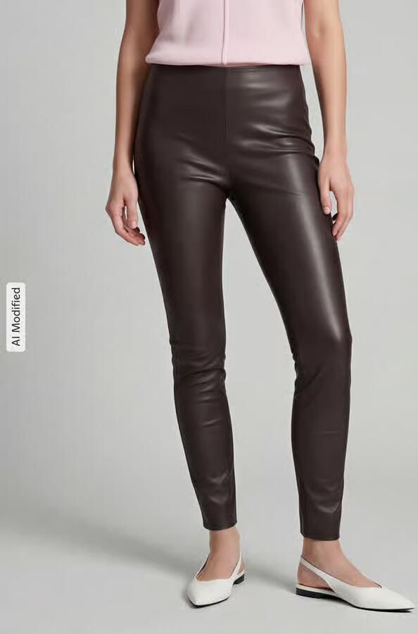 RAFFAELLO ROSSI Slim fit kunstleren broek van viscosemix model 'RESA' - Foto 3