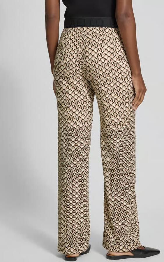 RAFFAELLO ROSSI Straight leg stoffen broek met elastische band met label model 'ELAINE'