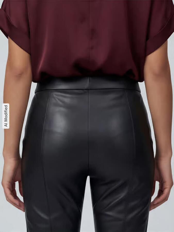 RAFFAELLO ROSSI Regular fit broek in leerlook in verkort model 'MACY'