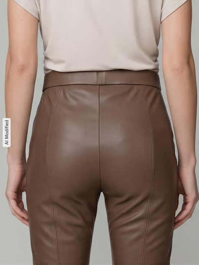 RAFFAELLO ROSSI Wide leg kunstleren broek van viscosemix model 'MACY'