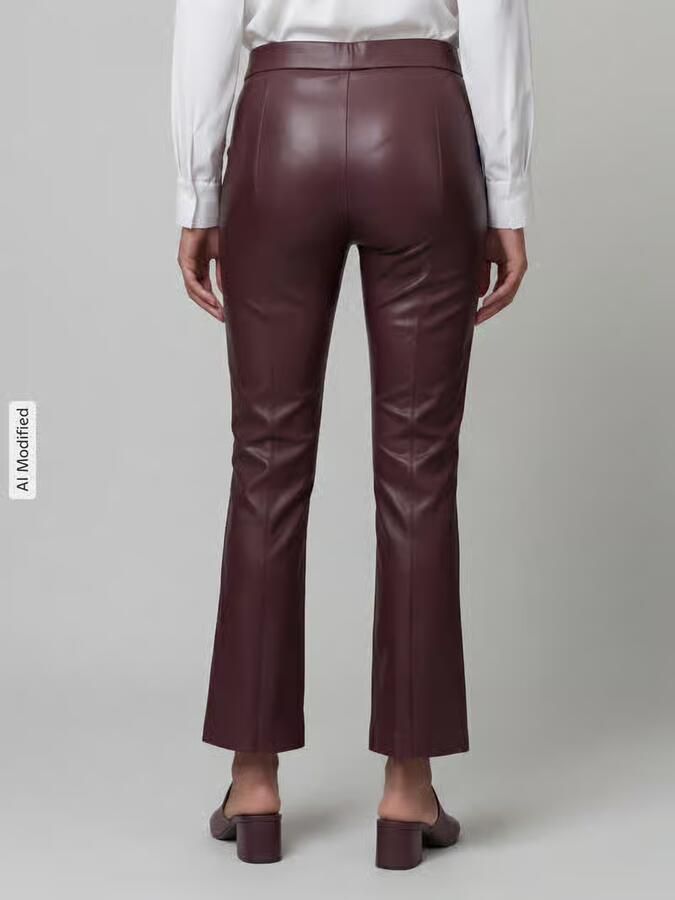 RAFFAELLO ROSSI Wide leg kunstleren broek van viscosemix model 'MACY' - Foto 3