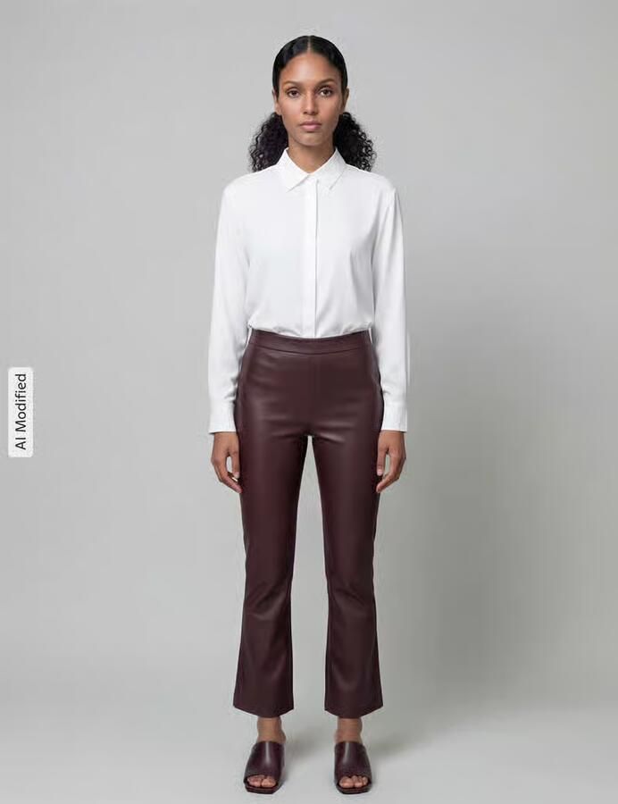 RAFFAELLO ROSSI Wide leg kunstleren broek van viscosemix model 'MACY' - Foto 2