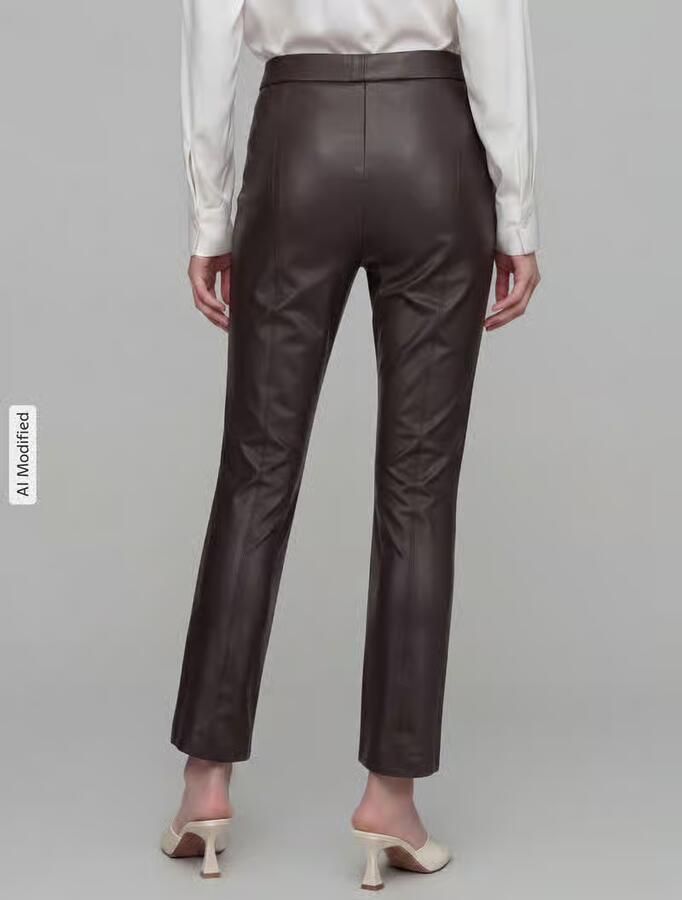 RAFFAELLO ROSSI Regular fit broek in leerlook in verkort model 'MACY' - Foto 3