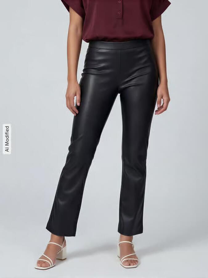 RAFFAELLO ROSSI Wide leg kunstleren broek van viscosemix model 'MACY' - Foto 3