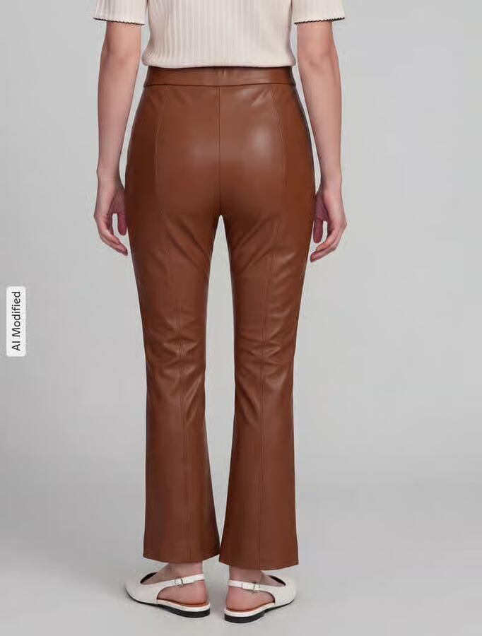 RAFFAELLO ROSSI Wide leg kunstleren broek van viscosemix model 'MACY' - Foto 2