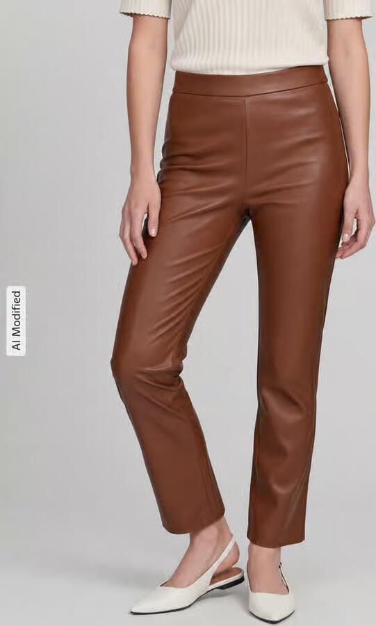 RAFFAELLO ROSSI Wide leg kunstleren broek van viscosemix model 'MACY' - Foto 3