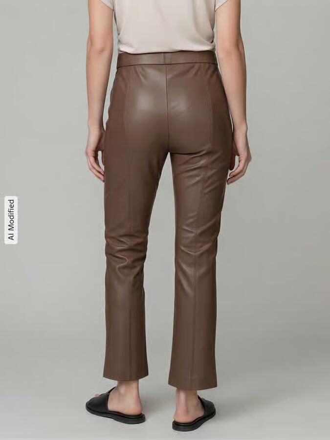 RAFFAELLO ROSSI Wide leg kunstleren broek van viscosemix model 'MACY' - Foto 3