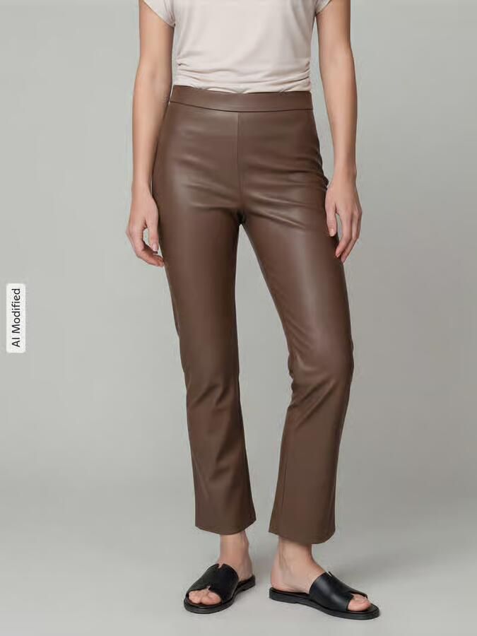 RAFFAELLO ROSSI Wide leg kunstleren broek van viscosemix model 'MACY' - Foto 4