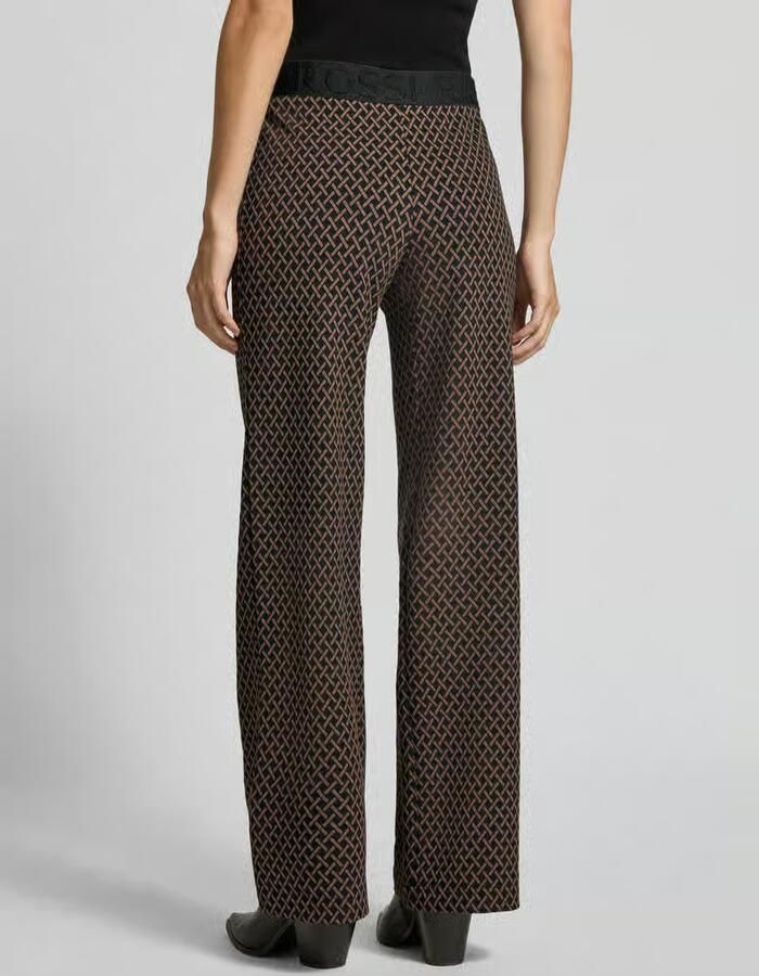 RAFFAELLO ROSSI Wide leg stoffen broek met elastische band met label model 'ELAINE'