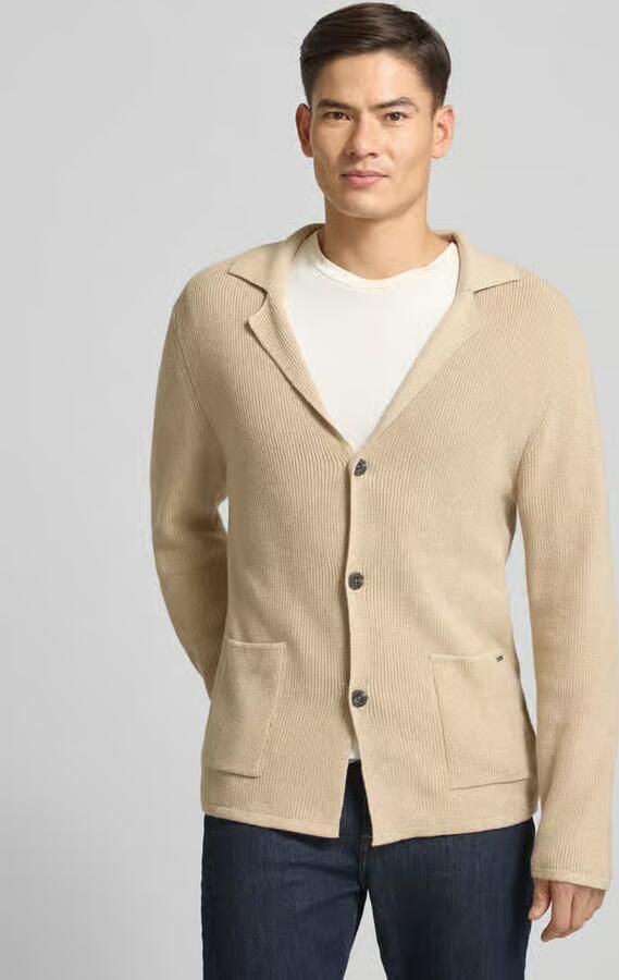 RAGMAN Regular fit gebreid jack van mix van katoen en wol