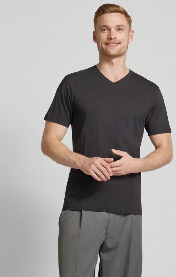 RAGMAN T-shirt in een set van 2 stuks met geribde V-hals - Foto 2