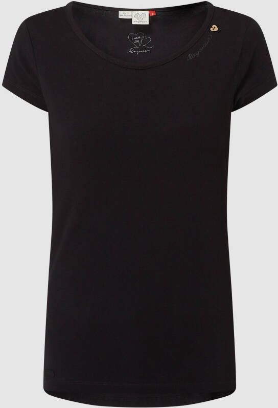 Ragwear Shirt met ronde hals Mint met logo-opschrift en sierknoopapplicatie