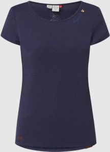 Ragwear Shirt met ronde hals Mint met logo-opschrift en sierknoopapplicatie