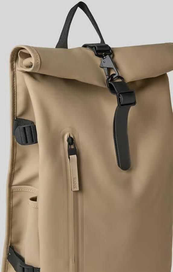 Rains Rugzak met rolltop en ritsvak - Foto 2