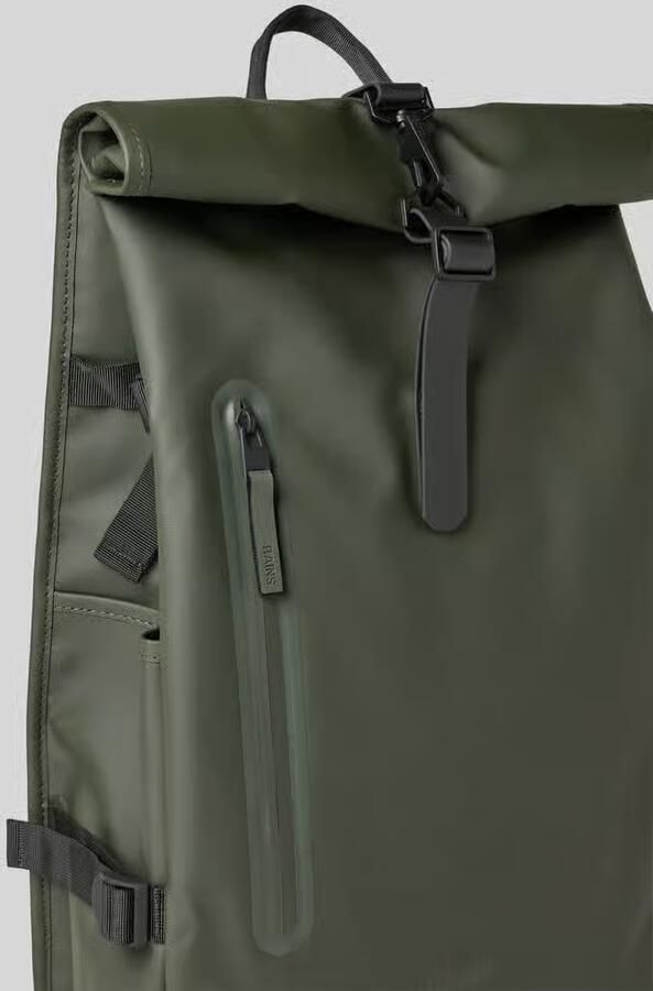 Rains Rugzak met rolltop en ritsvak - Foto 2