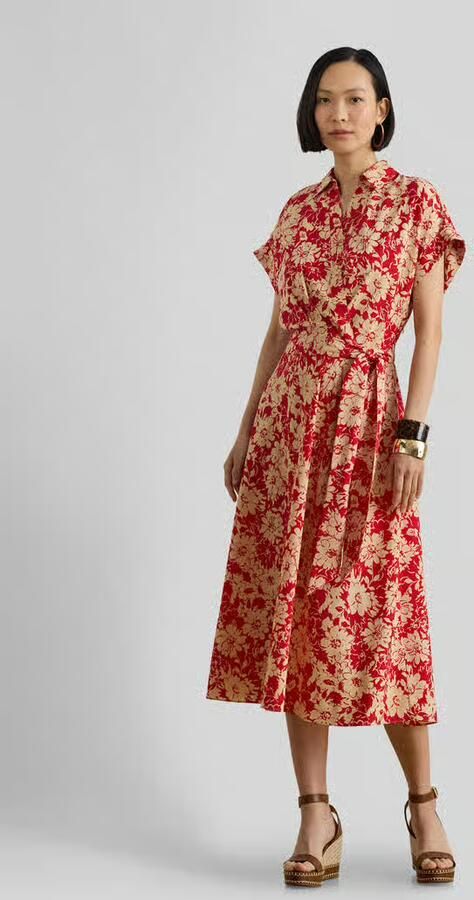 Lauren Ralph Lauren A-lijn vrijetijdsjurk met afneembare materiaalgelijke riem. - Foto 2