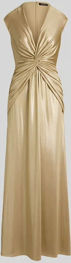 Lauren Ralph Lauren Avondjurk met diepe V-hals en knoopdetail - Foto 2