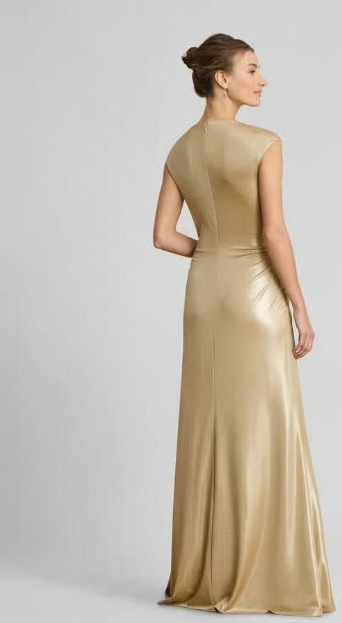 Lauren Ralph Lauren Avondjurk met diepe V-hals en knoopdetail
