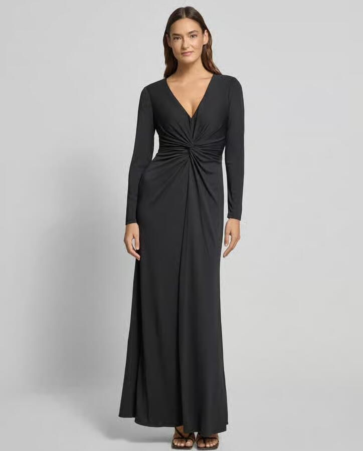 Lauren Ralph Lauren Avondjurk met V-hals en knoopdetail model 'NADIRA' - Foto 2